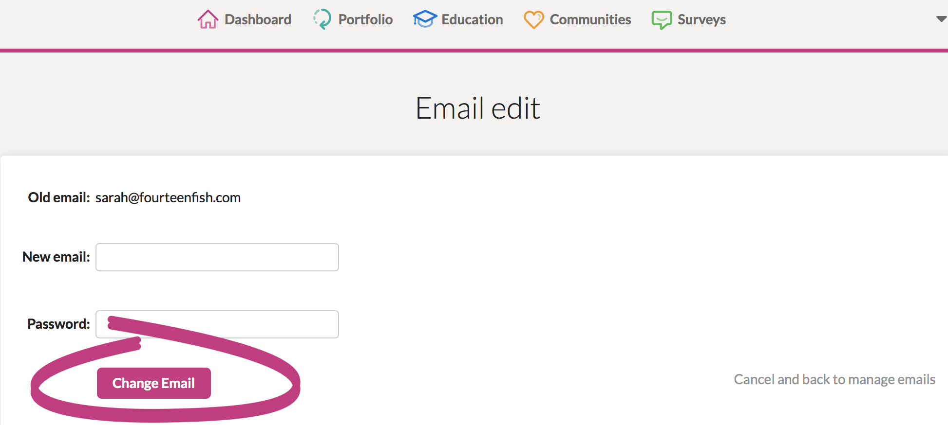 How do I change my log in email address? FourteenFish Help Centre